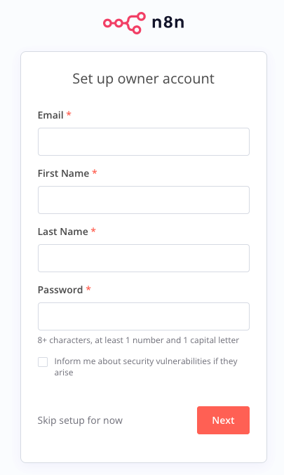 The n8n Account Registration Page The n8n Account Registration Page