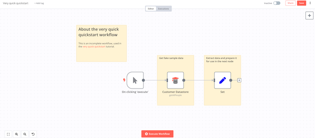 The very quick quickstart workflow in the editor The very quick quickstart workflow in the editor