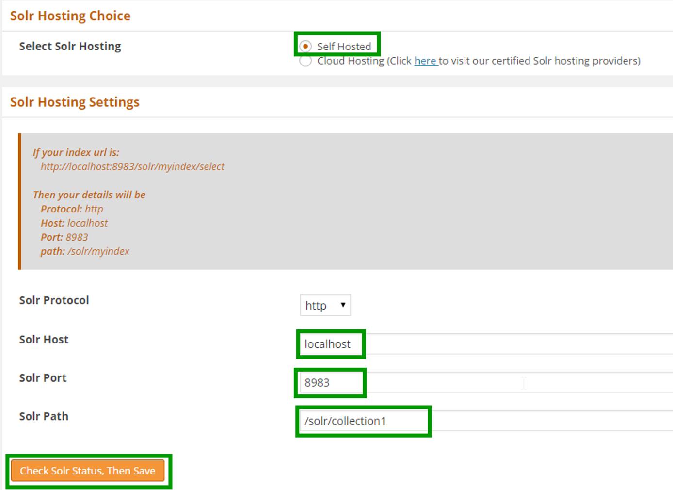 WPSolr self hosting settings WPSolr self hosting settings