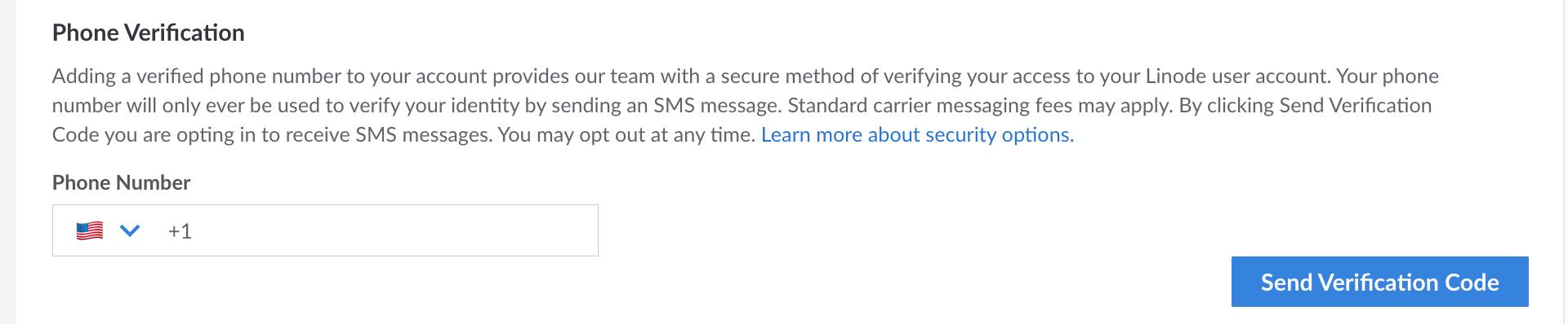 Screenshot of the Phone Verification Setting in Cloud Manager Screenshot of the Phone Verification Setting in Cloud Manager